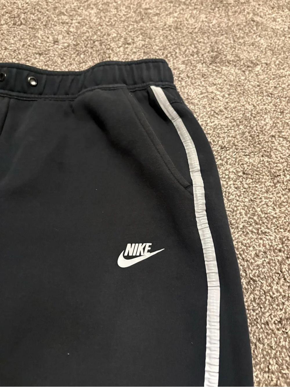 Nike Black Kids Joggers with White Side Stripe